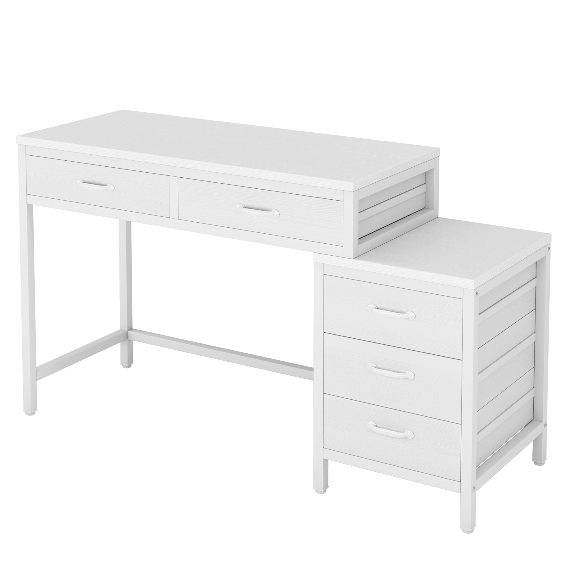 5-Drawer Computer Desk, Study Writing Table with Reversible Drawer Cabinet Tribesigns